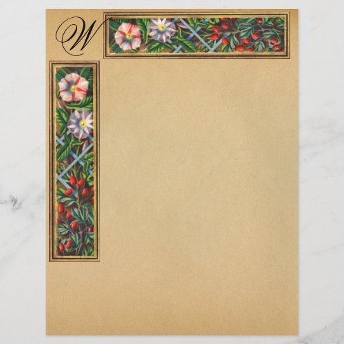 MORNING GLORY AND RED BERRIES MONOGRAM