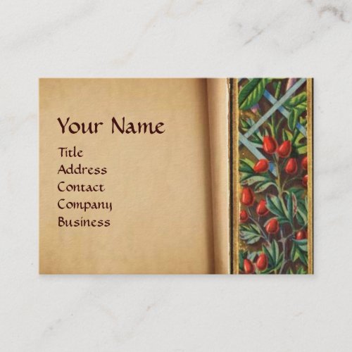 MORNING GLORY AND RED BERRIES MONOGRAM BUSINESS CARD