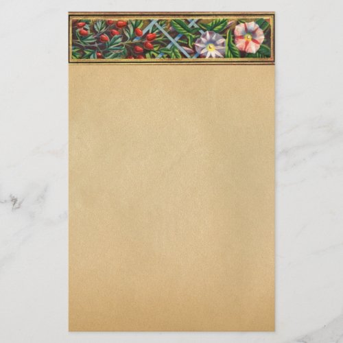 MORNING GLORY AND RED BERRIES  PARCHMENT STATIONERY