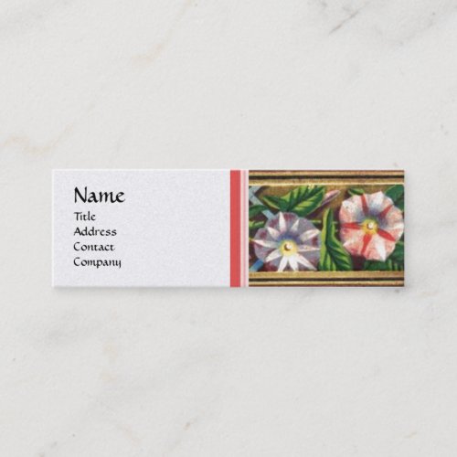 MORNING GLORY AND RED BERRIES WHITE PEARL PAPER MINI BUSINESS CARD