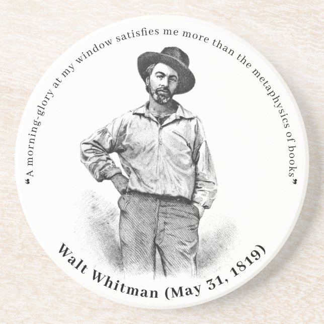"Morning Glory at My Window…" Walt Whitman Quote Coaster (Front)