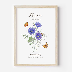 Morning Glory Birth Month Flower Poster