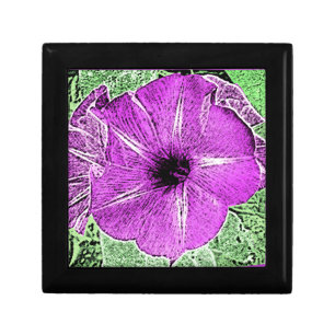 Morning Glory Block Print - amethyst purple Keepsake Box
