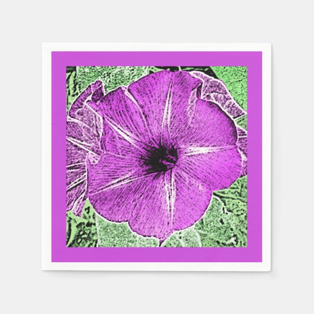 Morning Glory Block Print - amethyst purple Paper Napkins (Front)