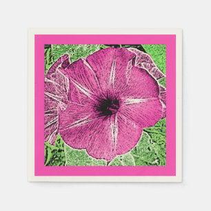 Morning Glory Block Print - fuchsia pink Paper Napkins
