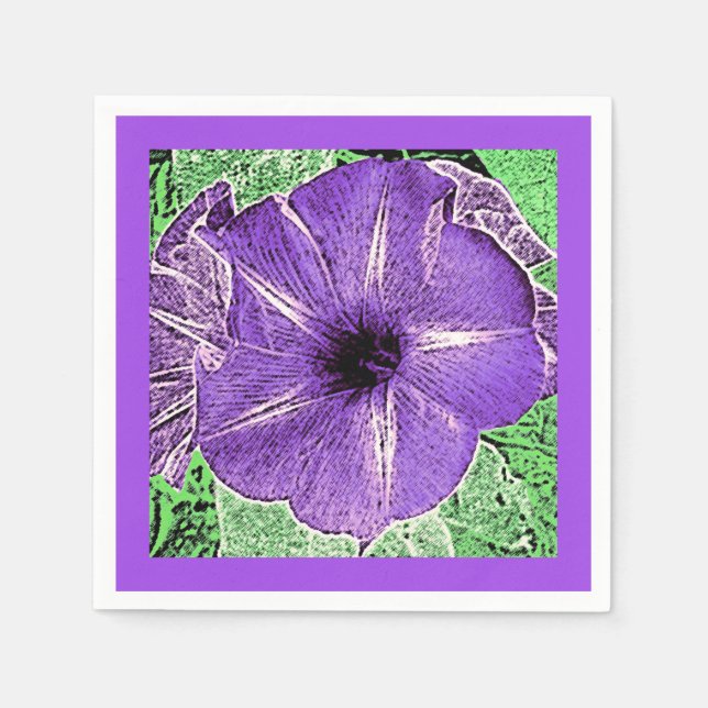 Morning Glory Block Print - soft violet Paper Napkins (Front)