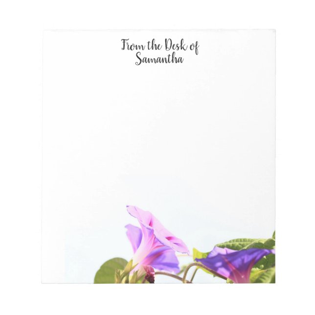 Morning Glory bloom stationary letterhead notepad (Front)