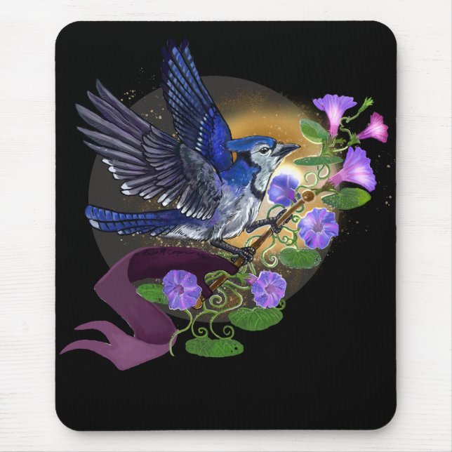 Morning Glory BlueJay Mouse Pad (Front)