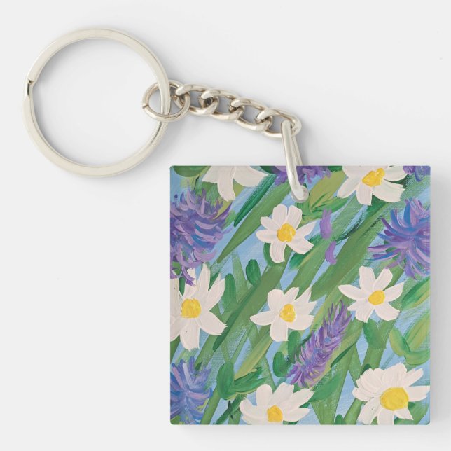 Morning Glory Floral Acrylic Keychain (Front)
