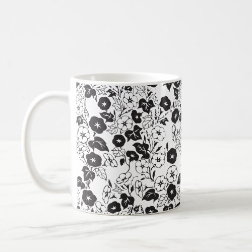 Morning Glory Flower Garden BW I Pattern  Coffee Mug