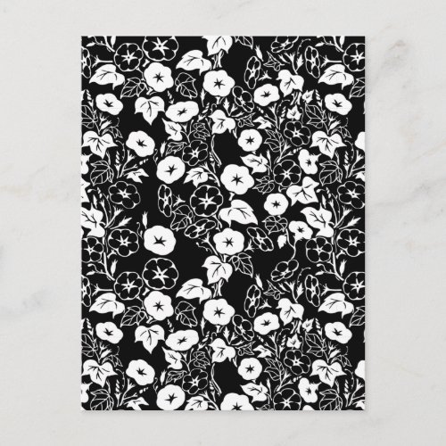 Morning Glory Flower Garden BW II Pattern Postcard