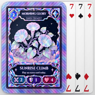 Morning Glory Flower, Rainbow Foil Art Poker Cards