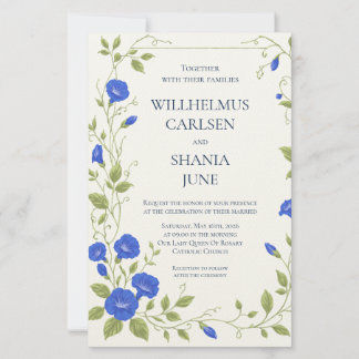Morning Glory Flower Wedding Invitation Stationery