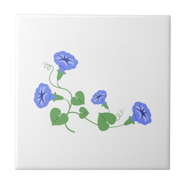 Morning Glory Flowers Ceramic Tile (Front)
