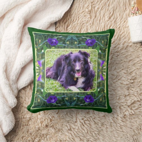Morning Glory Flowers Frame Create Your Own Photo Throw Pillow