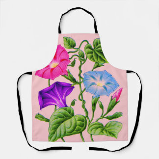 morning glory flowers print apron