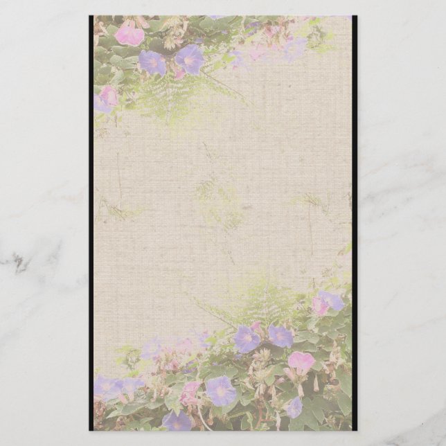 Morning Glory Flowers Stationery (Front)