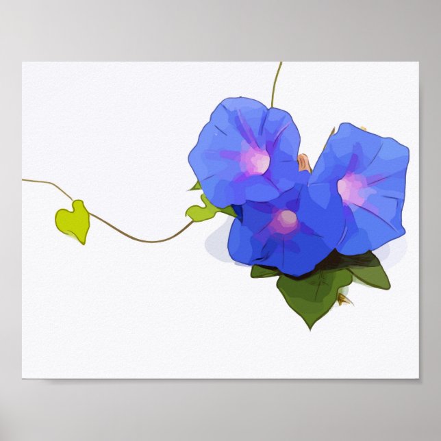 Morning Glory Flowers watercolor Poster (Front)