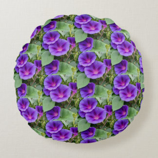 Morning Glory Garden Round Pillow