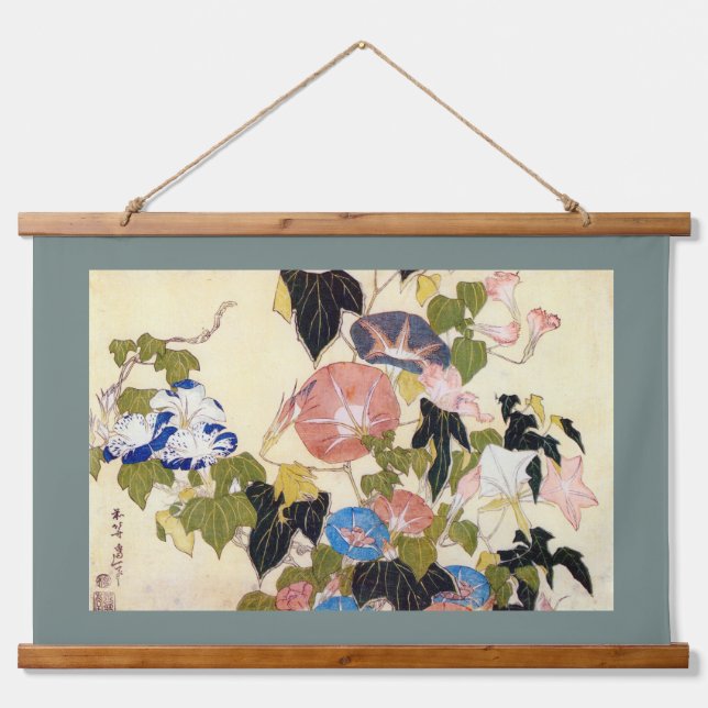Morning Glory, Hokusai, Ukiyo-e Hanging Tapestry (Front)