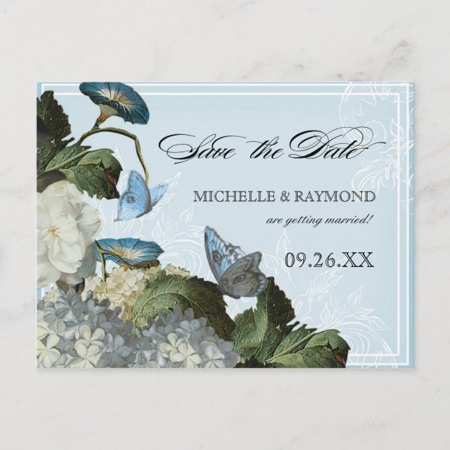 Morning Glory Hydrangea -  Save the Date Postcard (Front)
