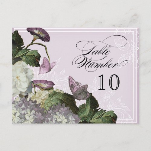 Morning Glory Hydrangea _  Table Seating Numbers Postcard