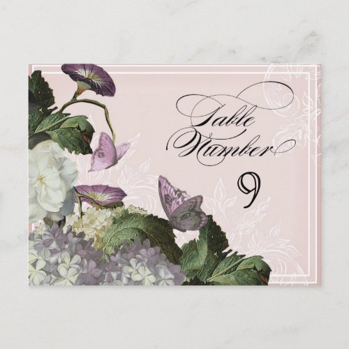 Morning Glory Hydrangea _  Table Seating Numbers Postcard