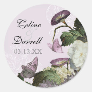 Morning Glory Hydrangea Wedding Sticker or Seal