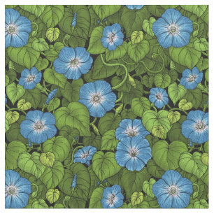 Morning glory in blue and green fabric