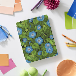 Morning glory in blue and green iPad smart cover