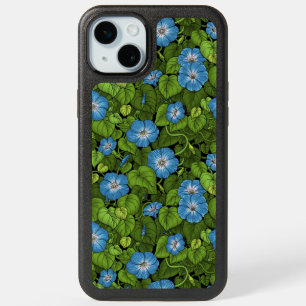Morning glory in blue and green iPhone 15 plus case