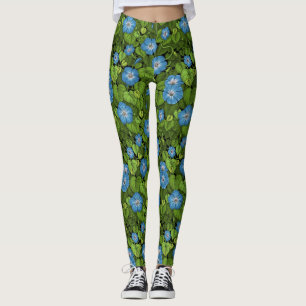 Morning glory in blue and green leggings