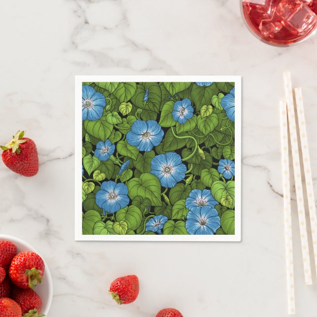 Morning glory in blue and green napkins (Insitu)