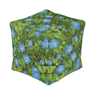 Morning glory in blue and green pouf