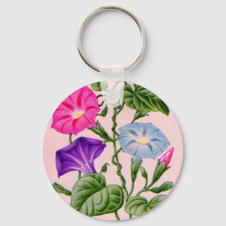 morning glory in blue and pink keychain