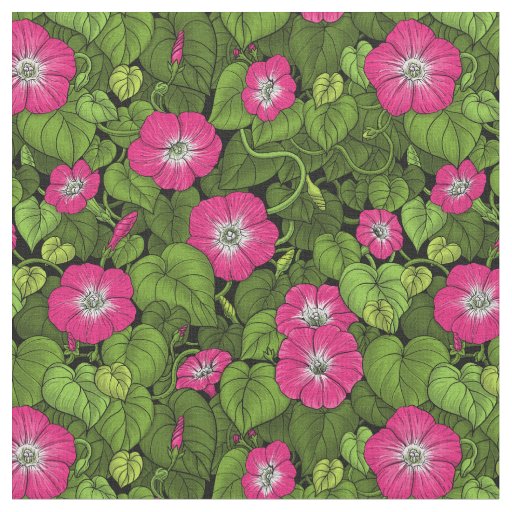 Morning glory in pink and green fabric