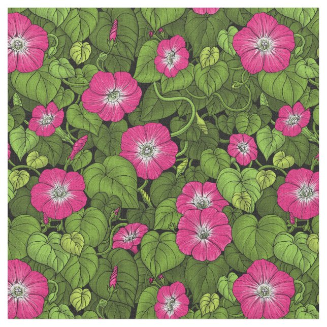 Morning glory in pink and green fabric (Close Up)