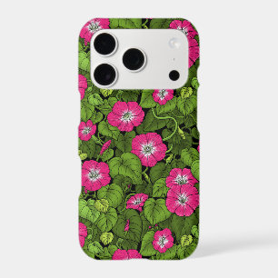 Morning glory in pink and green iPhone 17 pro case