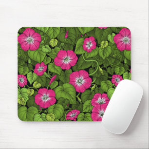 Morning glory in pink and green mouse pad