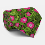 Morning glory in pink and green neck tie
