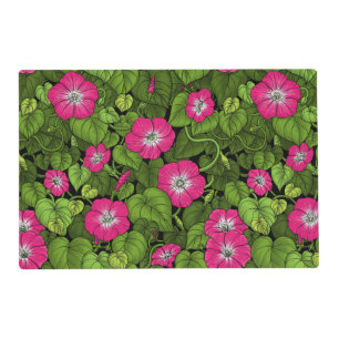 Morning glory in pink and green placemat
