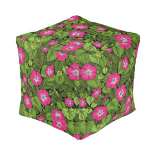 Morning glory in pink and green pouf