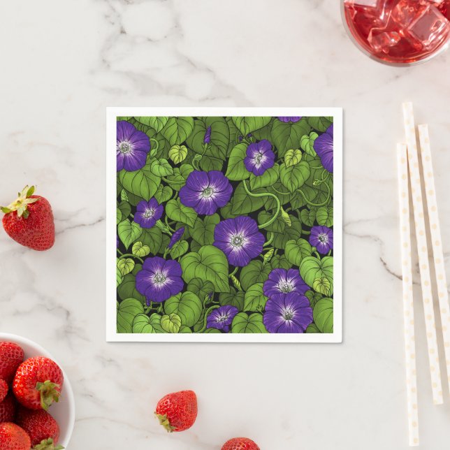 Morning glory in purple and green napkins (Insitu)