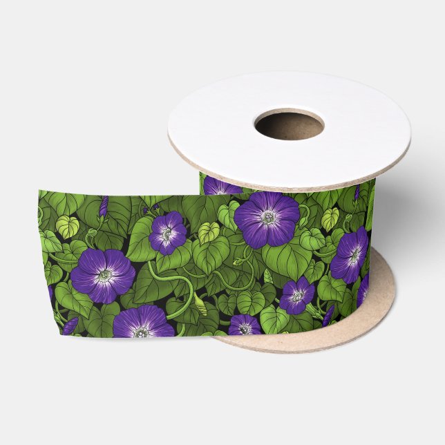 Morning glory in purple and green satin ribbon (Spool)