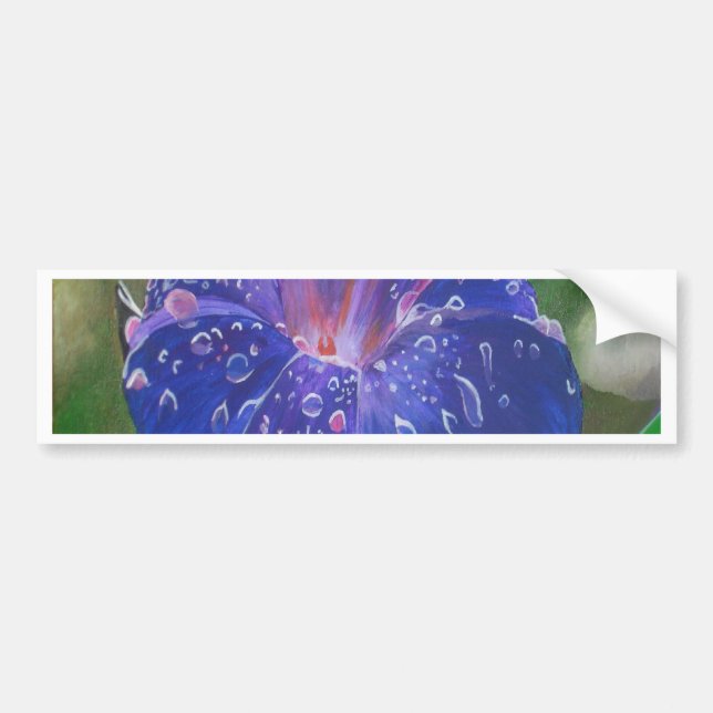 Morning Glory (Ipomoea Purpurea) Petals and Dew Dr Bumper Sticker (Front)