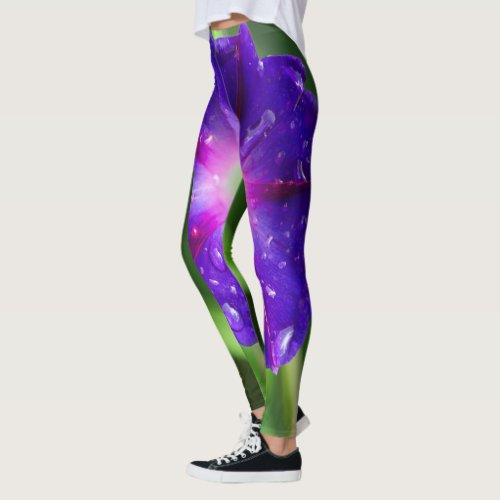 Morning Glory Leggings _ Morning Glory Water Drops