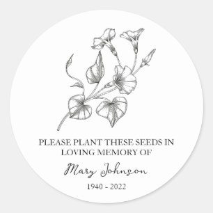 Morning Glory Memorial Funeral Seed Packet Classic Round Sticker