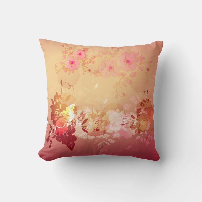 Morning Glory Orange Blush Throw Pillow (Front)