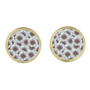 Morning Glory Purple and White Cufflinks