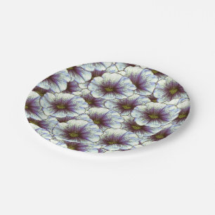 Morning Glory Purple and White Paper Plates